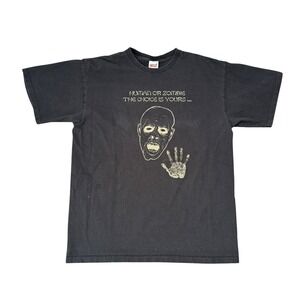 Vintage Anvil Human or Zombie Graphic T-Shirt Mens Large Black GNCC Horror Tee